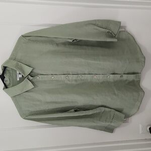 Chico's Green Linen Button Down Shirt Size 2.5 (US Large)